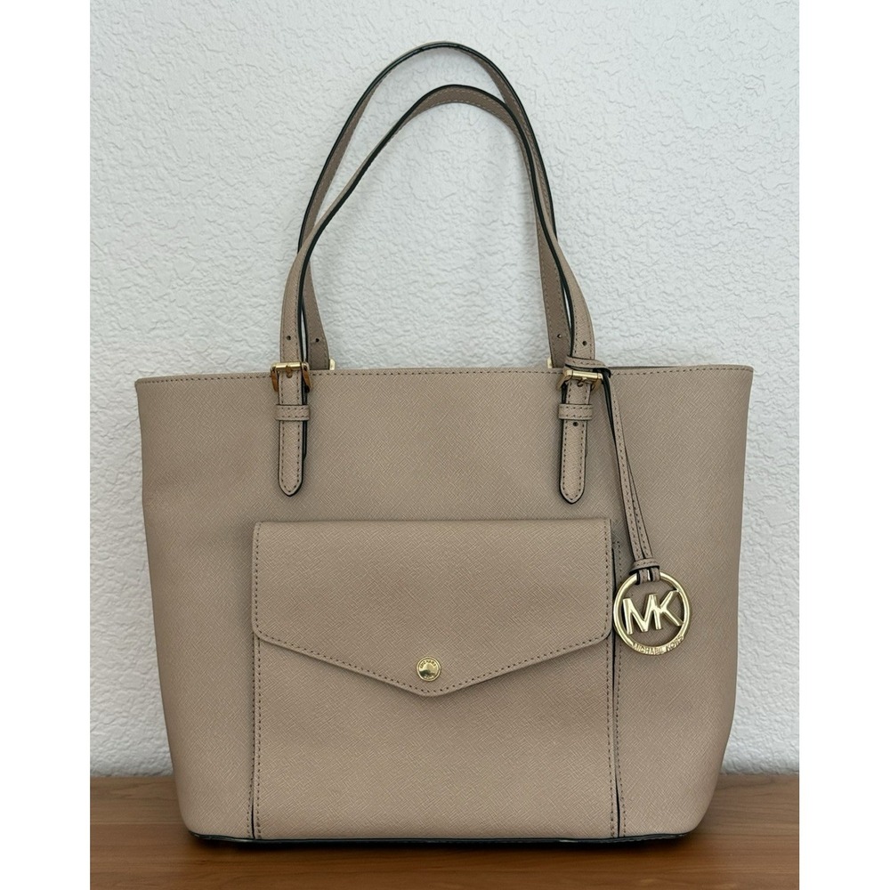 MICHAEL KORS Blush Pink Jet Set Travel Large Saffiano Leather Pocket Tote Bag‎